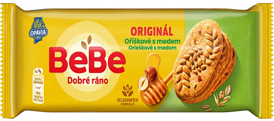 Opavia Bebe Dobré ráno Oříškové s medem 50g cena za kartonové balení