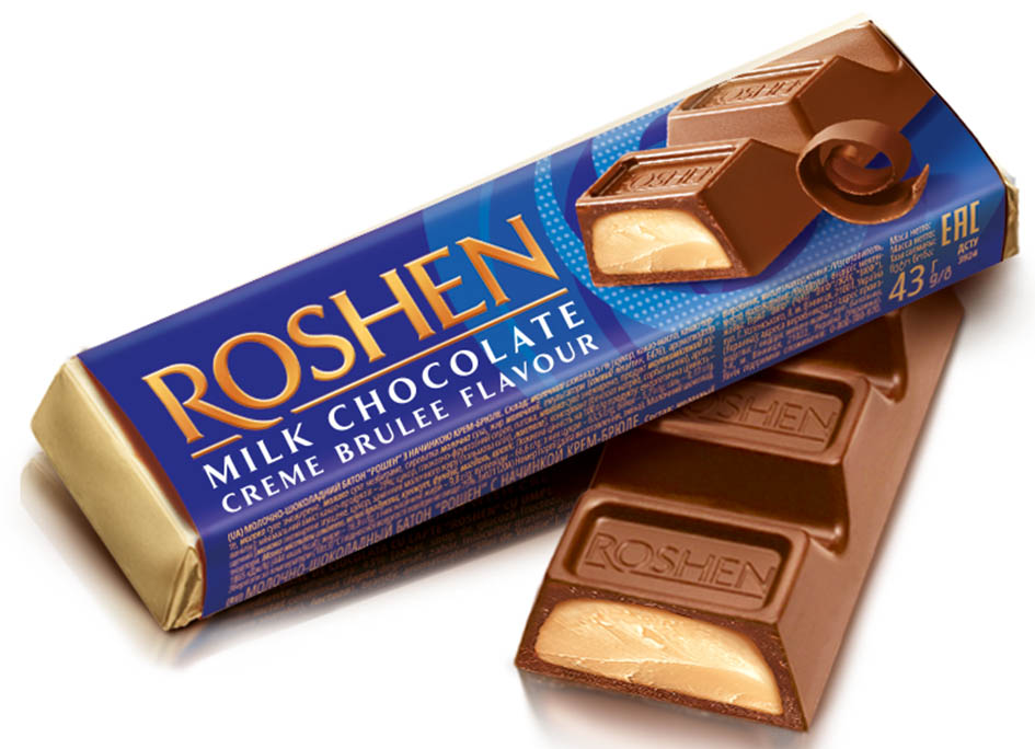 Roshen Bar Mléčná čokoláda Creme brulle 43g - objednat v minimálním množství: 30 ks