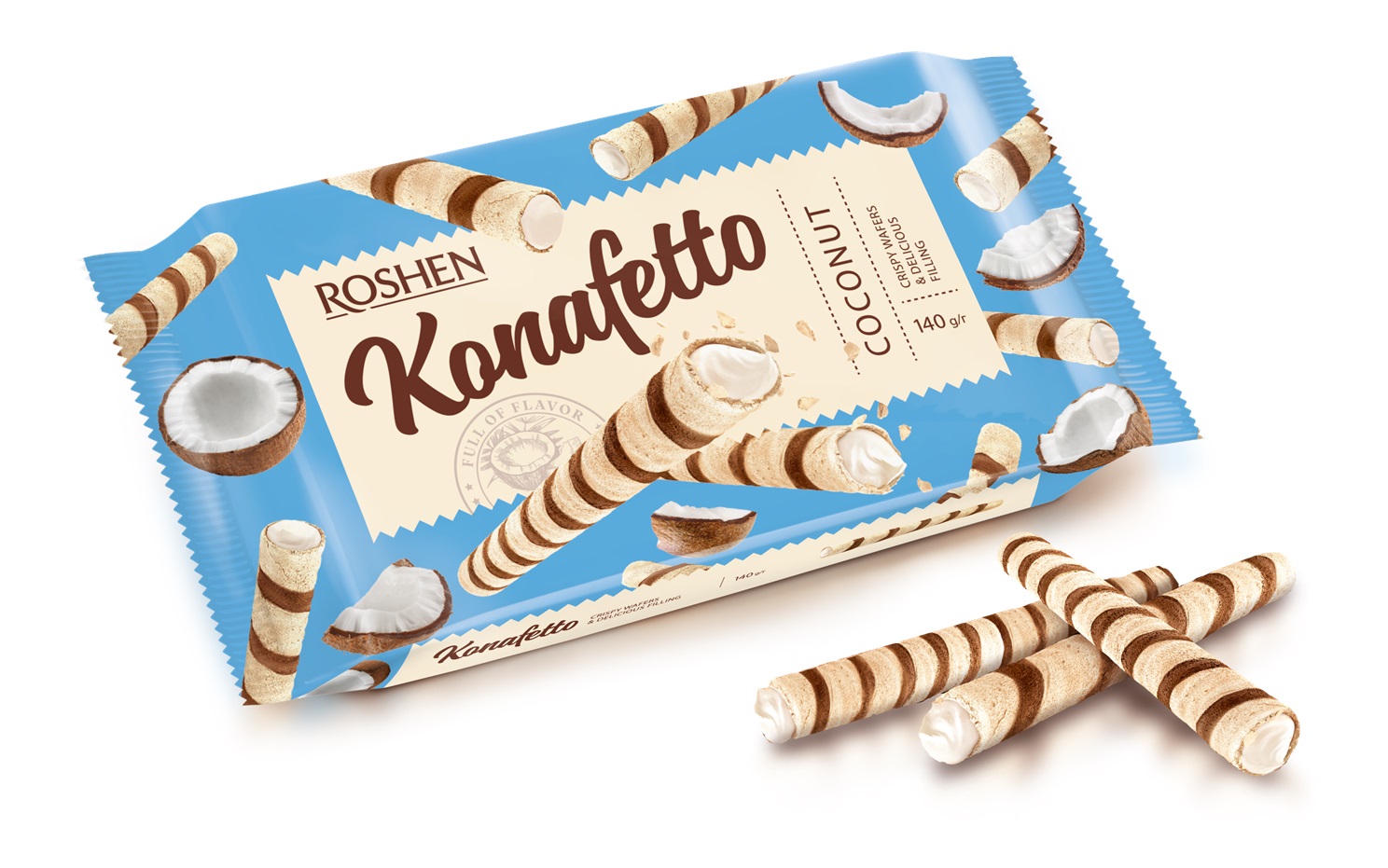 Roshen Wafer rolls Konafetto Kokos 140g