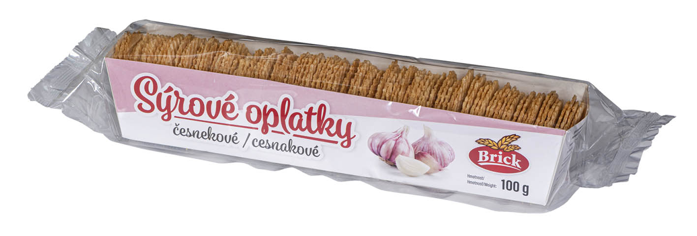 Brick Sýrové oplatky česnekové 100g - objednat v minimálním množství: 24 ks