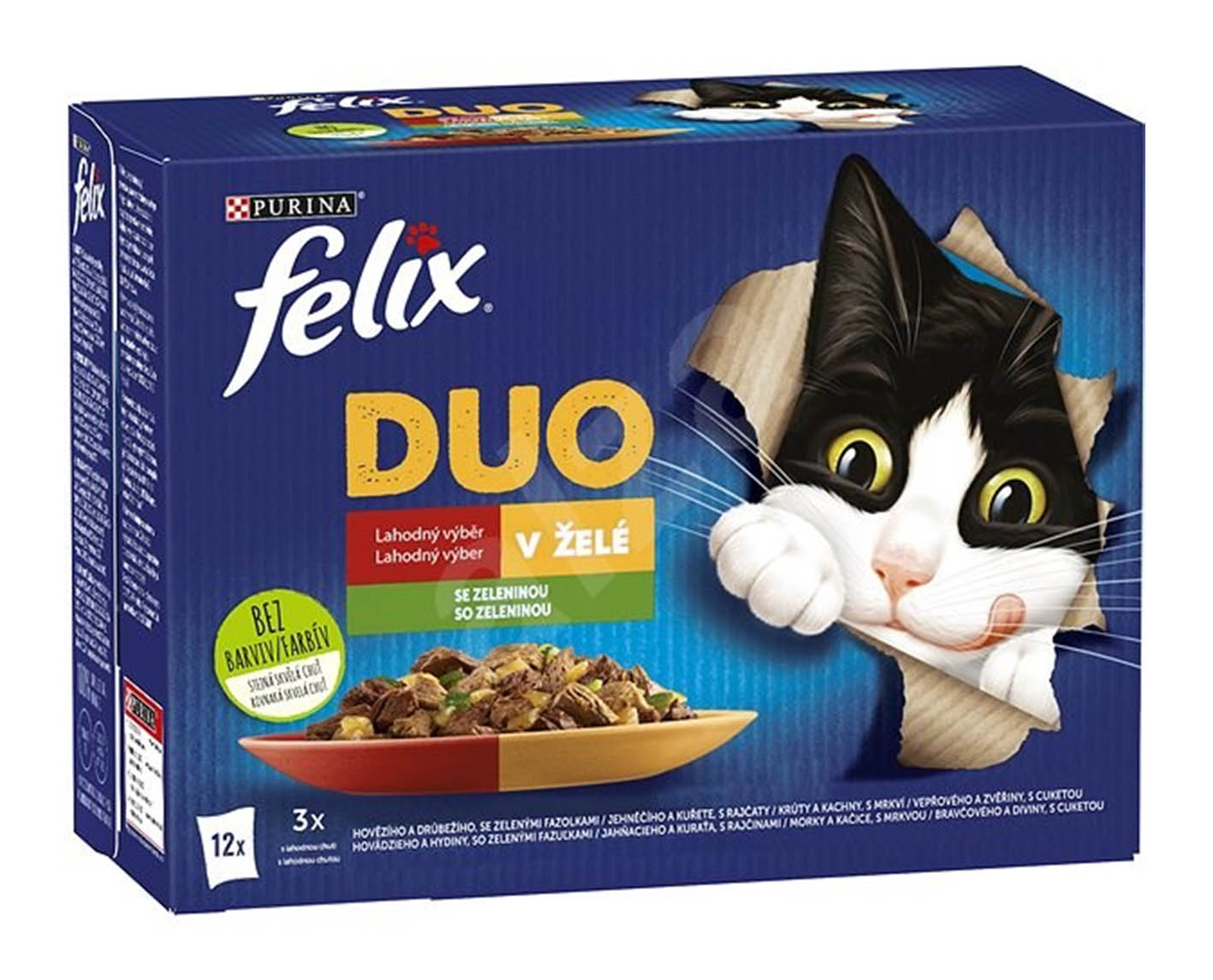 FELIX Fantastic DUO 12x85g Hov+Drůb/Jeh+Kuře/Krůta+Kach/Vepř