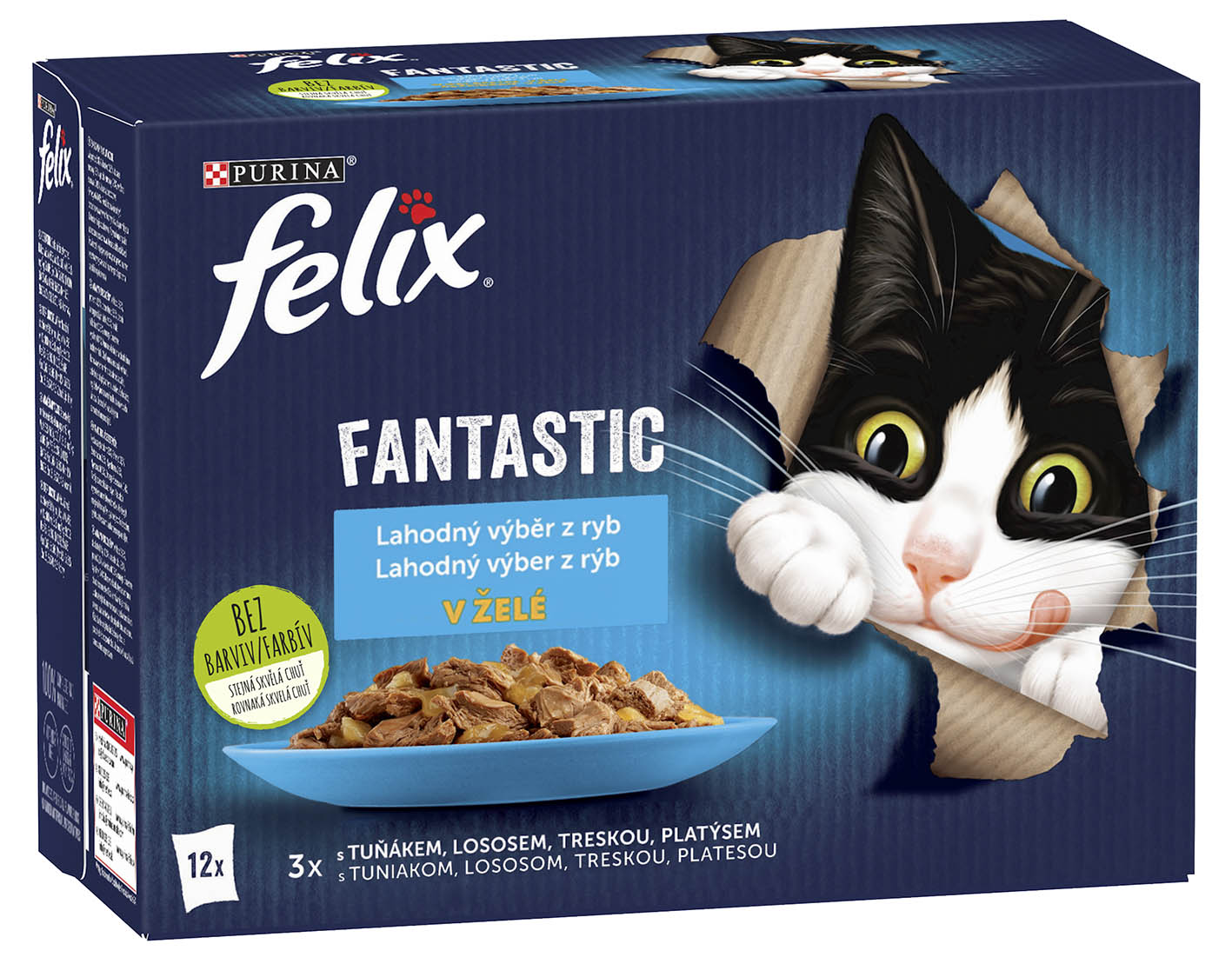 FELIX Fantastic 12x85g losos/platýs/tuňák/treska v želé
