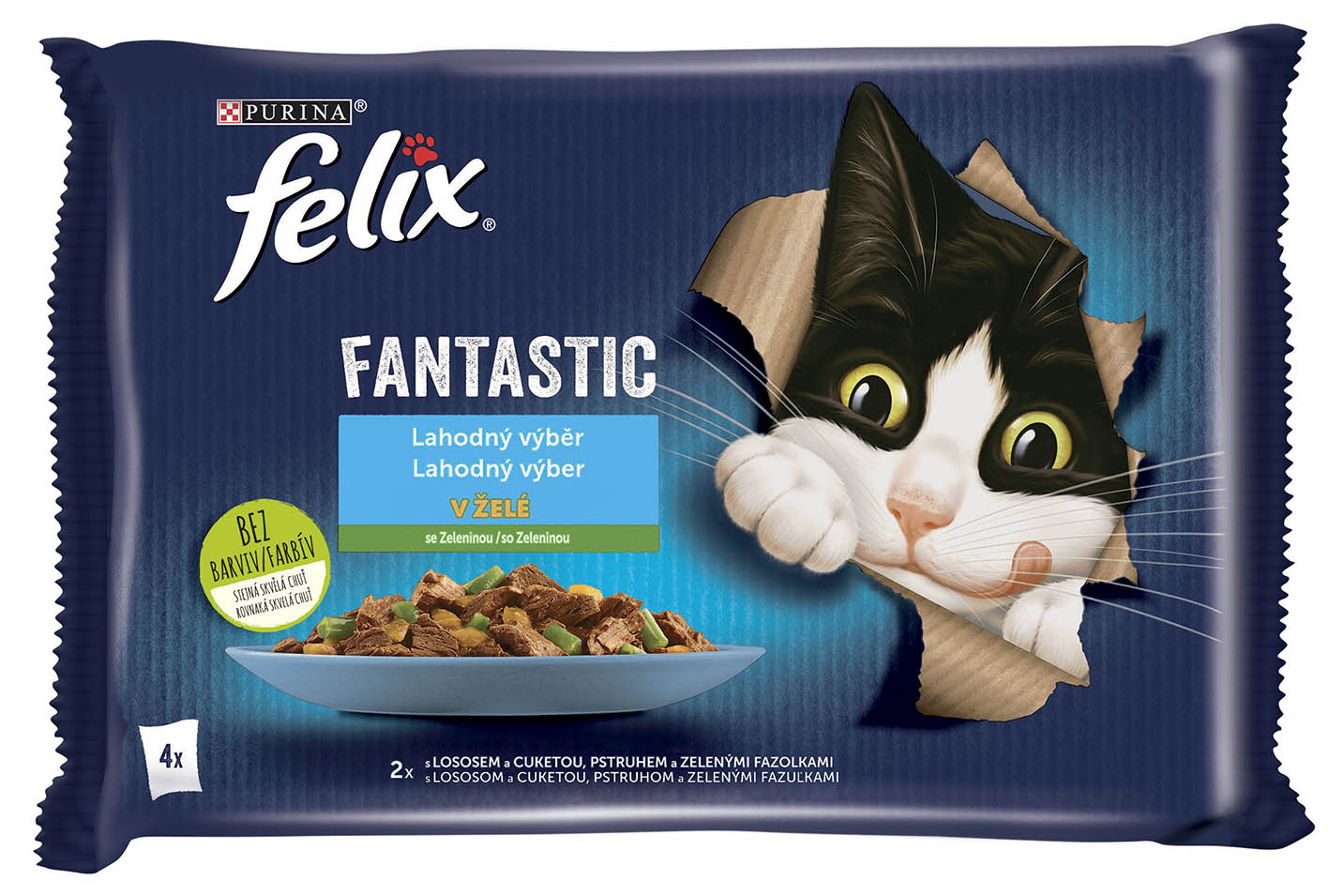 Felix Fantastic s lososem a cuketou/pstruhem fazolkami 4x85g - objednat v minimálním množství: 12 ks
