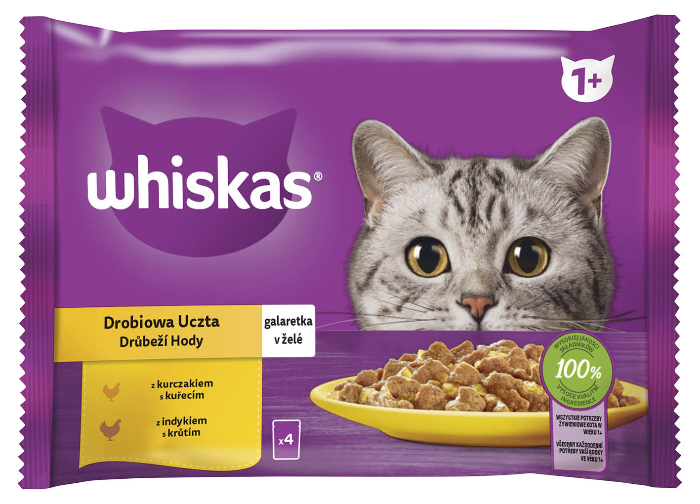 Whiskas kapsa 4pack Drůbeží v Želé 4x85g
