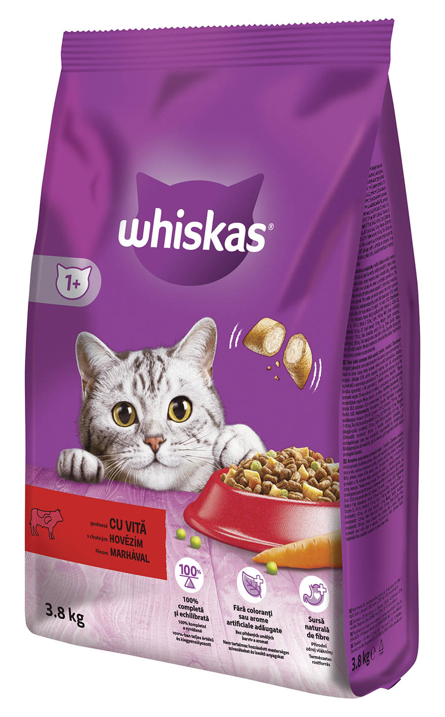 Whiskas granule s Hovězím 3,8kg - objednat v minimálním množství: 3 ks