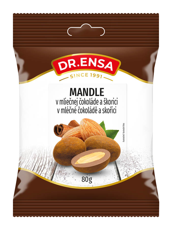 DrEnsa Mandle v mléčné čokoládě a skořicí 80g