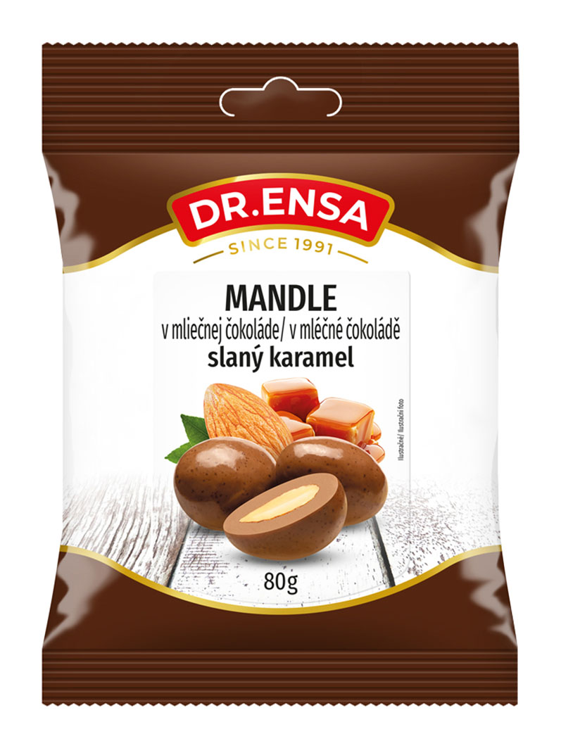 Dr.Ensa Mandle v mléčné čokoládě Slaný Karamel 80g