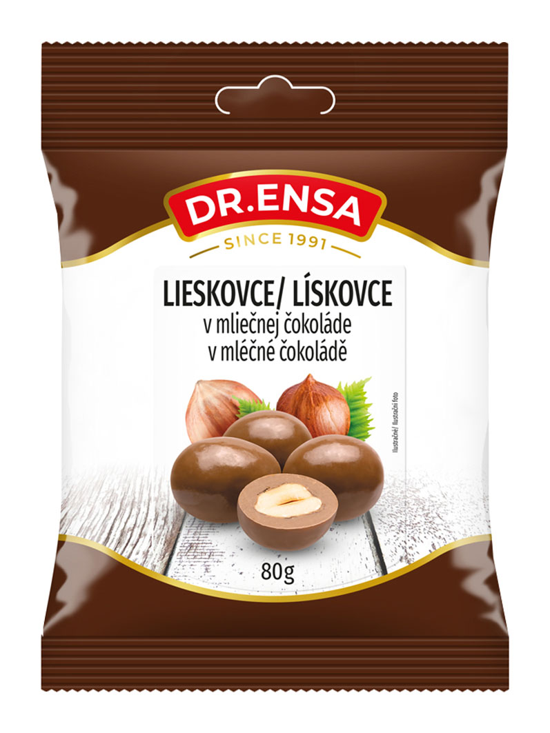 Dr.Ensa Lísková jádra v mléčné čokoládě 80g