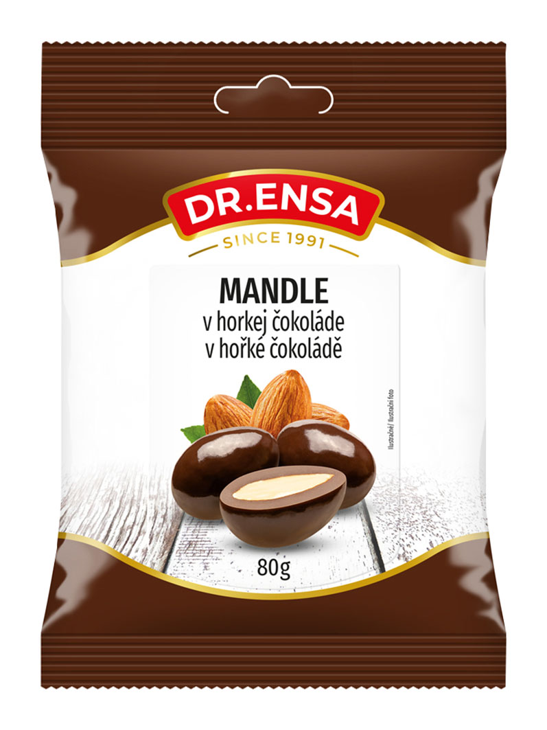 Dr.Ensa Mandle v hořké čokoládě 80g