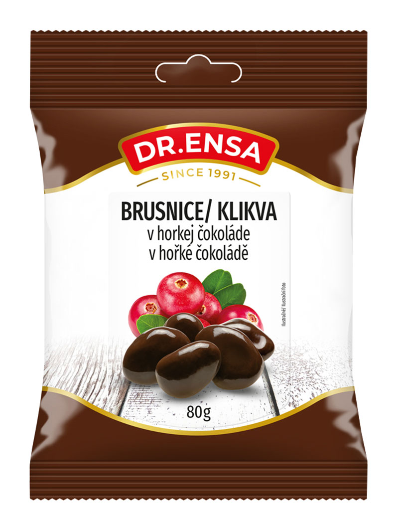 Dr.Ensa Brusinky v hořké čokoládě 80g