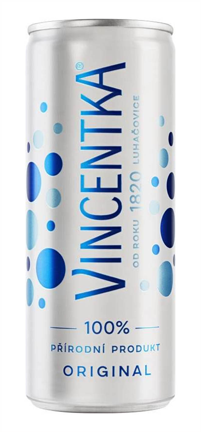 Vincentka perlivá 250ml plech - objednat v minimálním množství: 24 ks