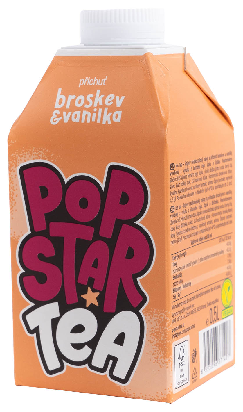 Popstar Tea Broskev&Vanilka 0,5l - objednat v minimálním množství: 8 ks