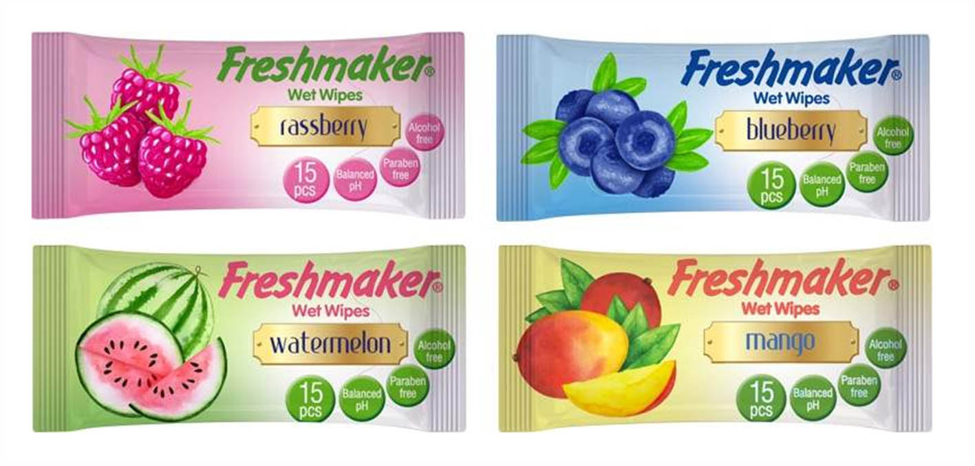 FreshMaker Kapesníčky Vlhčené Ovocné 15ks - objednat v minimálním množství: 36 ks