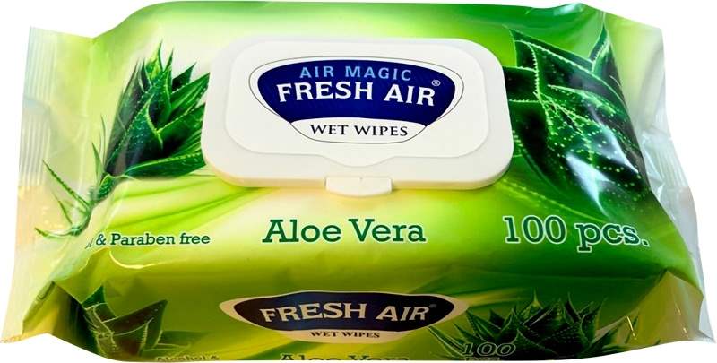 Fresh Air Vlhčené ubrousky s klipem aloe vera 100ks - objednat v minimálním množství: 12 ks