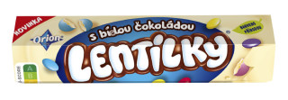 Lentilky WHITE Hexa 34g cena za kartonové balení