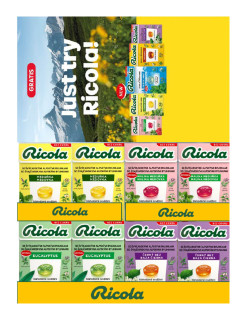 Ricola bez cukru Stojánek 80*40g 3200g + 300 ks zdarma cena za kartonové balení