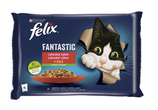 Felix Fantastic s kuřetem a rajčaty/s hovězím a mrkví 4*85g cena za kartonové balení