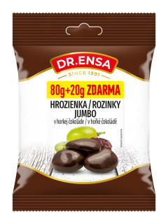 DrEnsa Rozinky Jumbo v hořké čokoládě 100g cena za kartonové balení